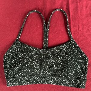 Lululemon Flow Y Nulu bra black/white tiny dots size 4